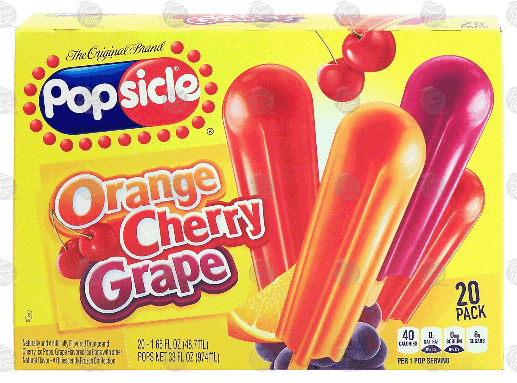 Popsicle Juice Ice Pops Orange Cherry & Grape 1.65 Oz Full-Size Picture